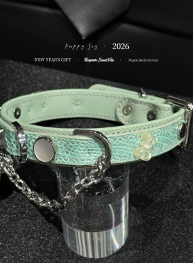 PuppyJoy独家「湖蓝」chocker蜥蜴皮项圈高级手工定制