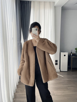 The Leaning of the Louvre Lengthened Version Imported Mink Leather Big Coat Womans Mink Cashmere V Collar Young Fur Coats