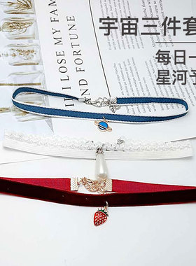 网红黑色学生可爱多色风格项链