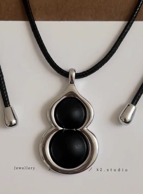 时尚黑色葫芦吊坠项链长款毛衣链