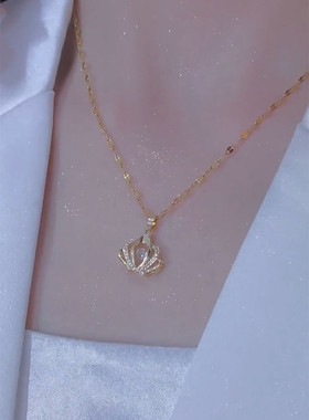 日韩微镶灵动皇冠项链女锁骨链潮