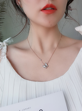 钛钢镀18k玫瑰金ins冷淡风锁骨链