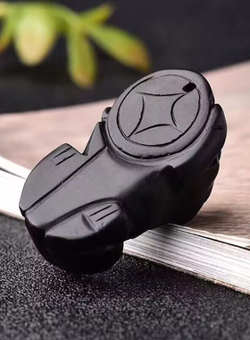 天然磨砂黑曜石貔貅吊坠 黑貔貅挂坠 黑貔貅项坠貔貅吊坠