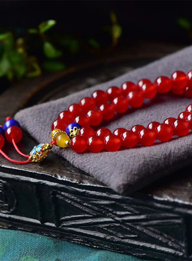 天然红色本命年多圈手串