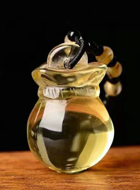 天然黄水晶钱袋吊坠 黄水晶挂坠 男女款黄水晶钱袋子项链