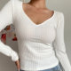 European and American solid color sexy long-sleeved T-shirt bottoming shirt