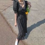 Летнее платье, ретро длинная юбка, в цветочек, французский стиль