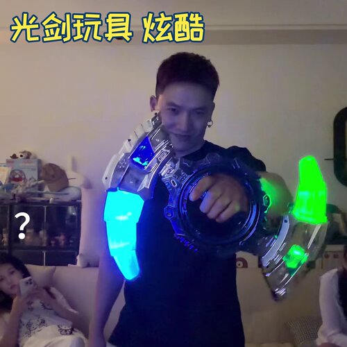 光剑玩具抖音同款涡环火旋火花剑双刃剑旋转出刃伸缩激发光批发 - 图0