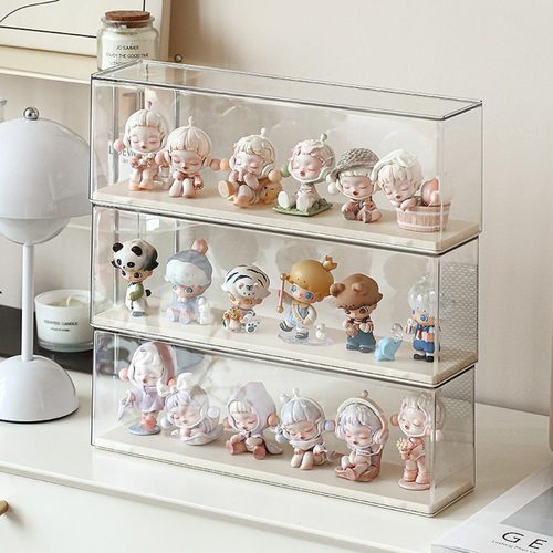 盲盒展示架收纳泡泡玛特展示盒子透明亚克力小摆件萌粒手办收纳盒 - 图0