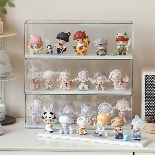 盲盒展示架收纳泡泡玛特展示盒子透明亚克力小摆件萌粒手办收纳盒 - 图1