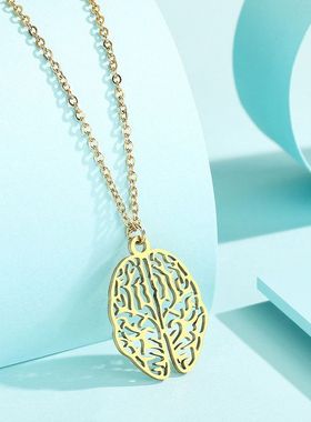 不锈钢大脑吊坠项链 神经学家礼物大脑吊坠项链饰品礼物