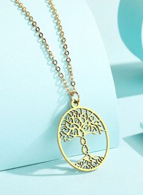 不锈钢生命之树DNA主干项链 生命树DNA吊坠项链饰品礼物