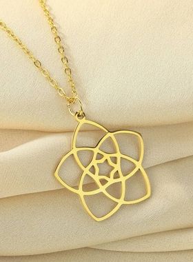 不锈钢优雅维纳斯花吊坠项链女 女士复古永恒爱情民族吊坠项链礼