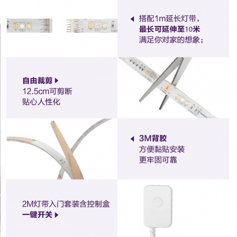 飞利浦智能灯带LED贴片天猫精灵七彩变色客厅wiz智能WiFi灯条氛围 - 图1