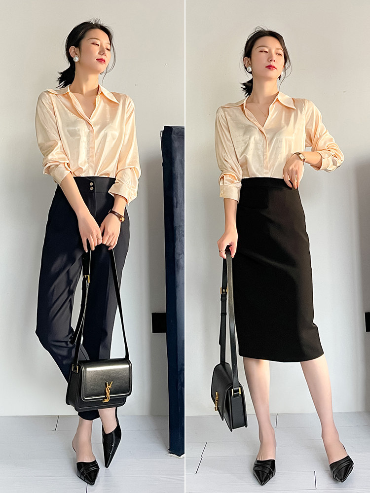 女高级感轻奢法式字母印花小众衬衫 jajp衬衫