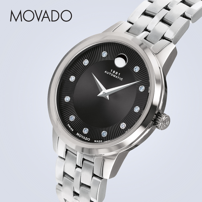 Movado/摩凡陀全新1881系列机械手表女表真钻镶嵌