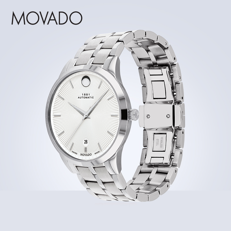 【520礼物】Movado/摩凡陀1881系列立体千针盘机械瑞士男手表-图0