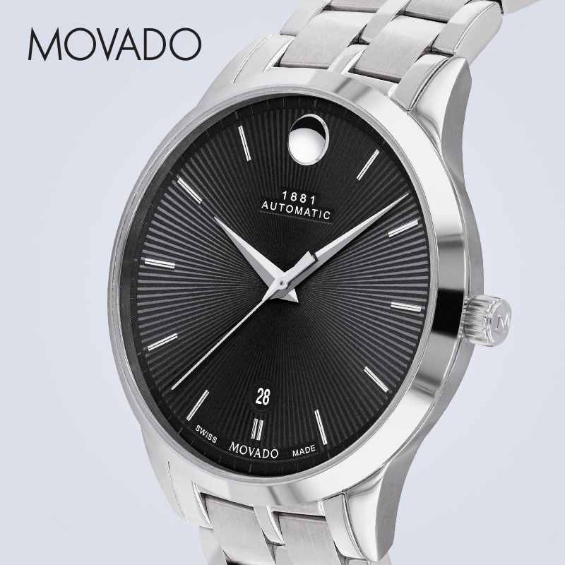 Movado/摩凡陀全新1881系列钢带自动机械手表男表时尚简约瑞士表