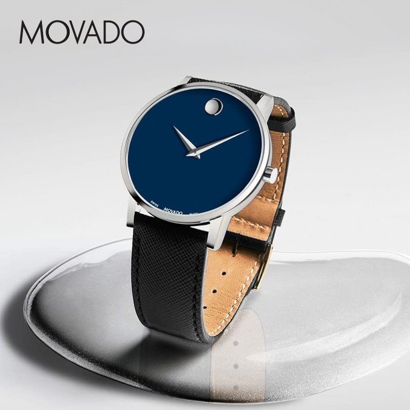 【520礼物】Movado/摩凡陀博物馆系列皮表带男士石英瑞士手表 - 图2