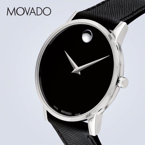 Movado/摩凡陀博物馆系列皮表带男士手表瑞士进口石英腕表 - 图2