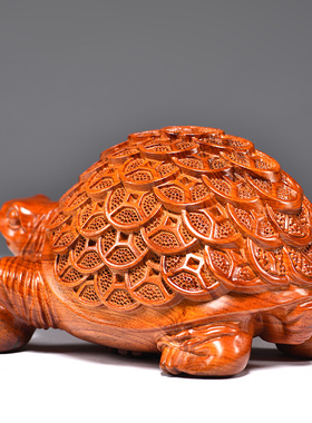 花梨木办公室摆件金钱龟