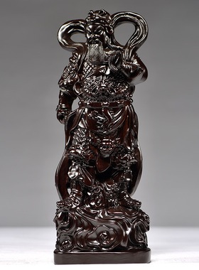 纯木质珈蓝韦陀神像摆件