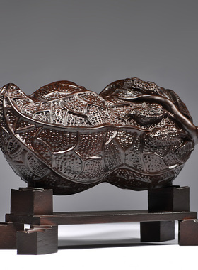 黑檀木雕生意兴隆摆件实木花生如意家居客厅装饰品摆设红木工艺品