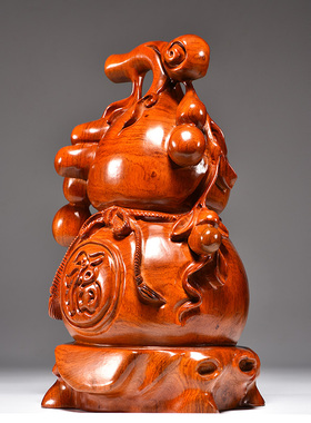 实木雕刻家居客厅送礼葫芦摆件