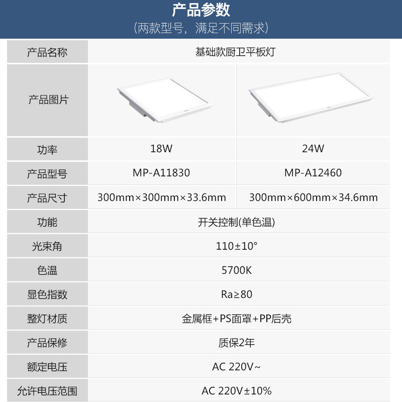 公牛集成吊顶led灯浴室厨房卫生间300X300嵌入式天花板吸顶平板灯-图2