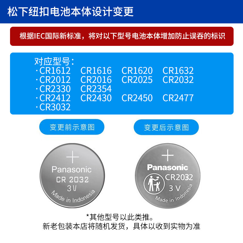 原装松下纽扣电池CR2032/CR2025/CR1632/CR2450汽车钥匙电池适用于大众奥迪宝马奔驰丰田本田现代起亚遥控器 - 图3