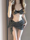 
Bikini swimsuit women's 2024 new three-piece set high-end European and American striped sexy small breasts seaside vacation hot spring