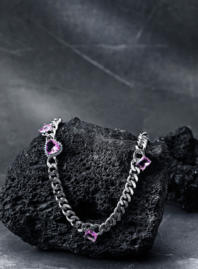 XDUDE心形拼接项链女小众古巴链