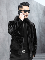 2023 genuine leather fur integrated winter gold mink suede mens mink capsized Thickened Casual Jacket Jacket Tide