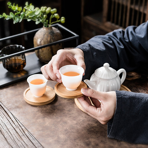 中式复古竹木托盘家用花盆托盘茶具零配件防烫隔热垫手工 DIY拼图 - 图2