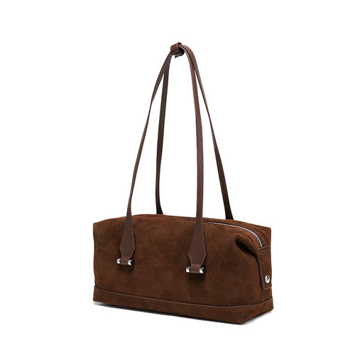 通勤磨砂牛皮枕头包2026春夏新款大容量波斯顿手提包复古单肩女包 - 图3