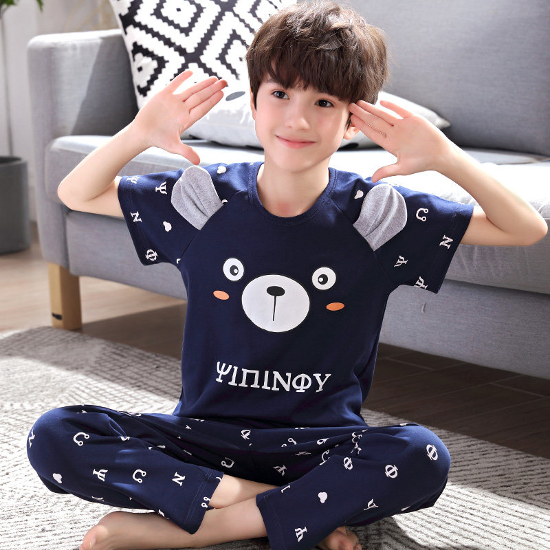 青少年夏季纯棉短袖长裤中大睡衣 jianabear加拿熊内衣旗舰睡衣/家居服套装