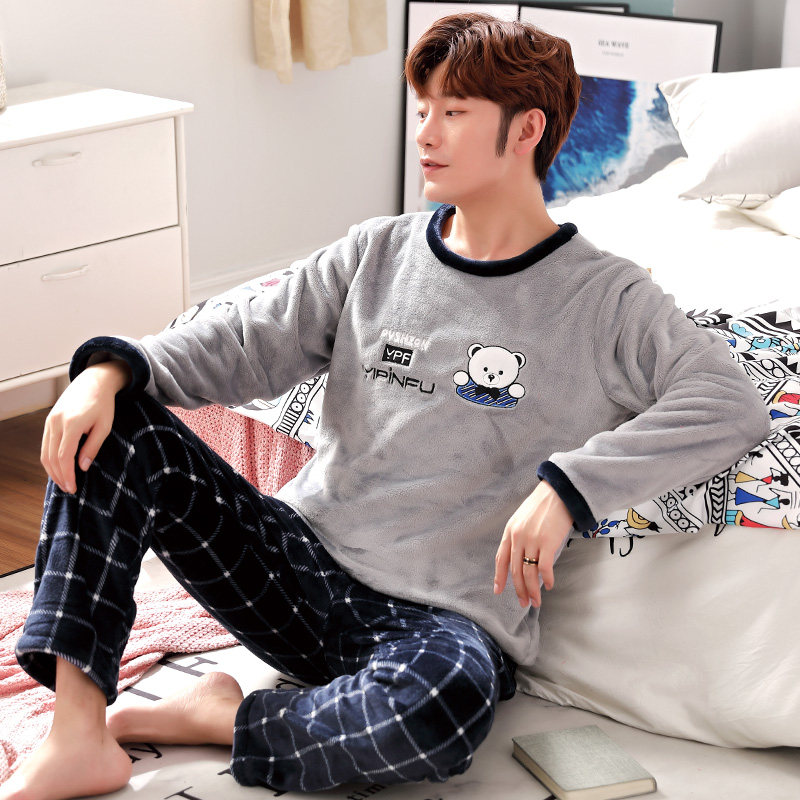 青少年珊瑚绒加厚学生秋冬款睡衣 jianabear加拿熊内衣旗舰睡衣/家居服套装