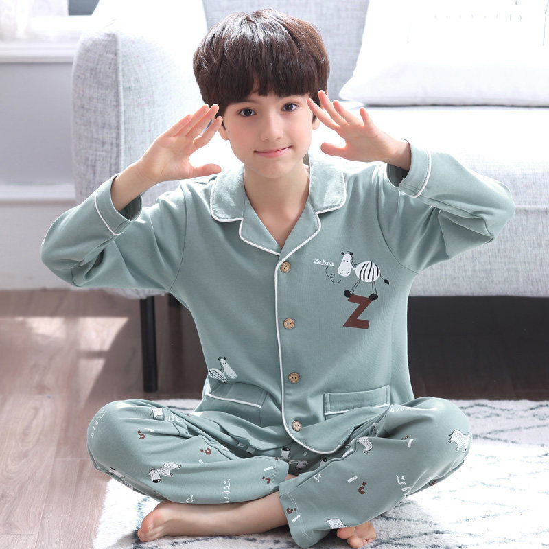 男孩长袖纯棉春秋款中大童睡衣 jianabear加拿熊内衣旗舰睡衣/家居服套装