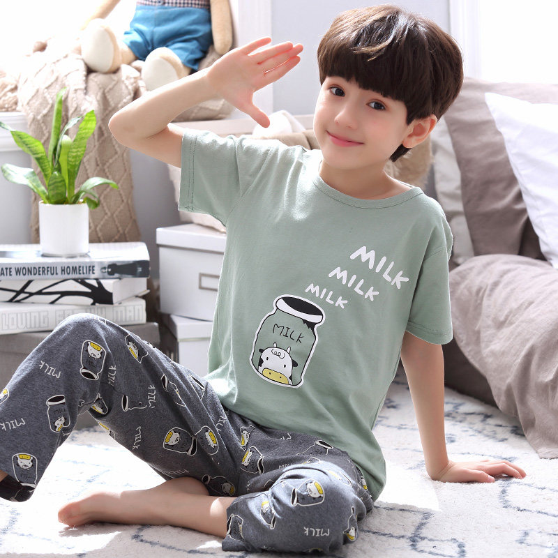 青少年夏季纯棉短袖长裤中大睡衣 jianabear加拿熊内衣旗舰睡衣/家居服套装