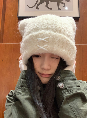 可爱猫耳朵针织帽加厚保暖毛线帽