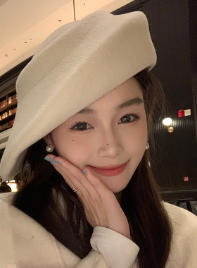 小众时尚羊毛贝雷帽女秋冬空姐帽