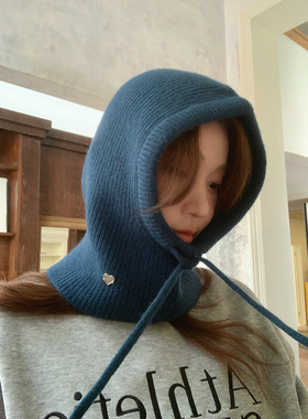 重磅定制~100%纯羊毛针织帽子女冬季保暖巴拉克拉法帽防风毛线帽