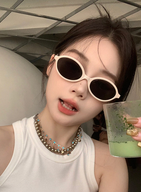 小众miu风椭圆防晒太阳镜女