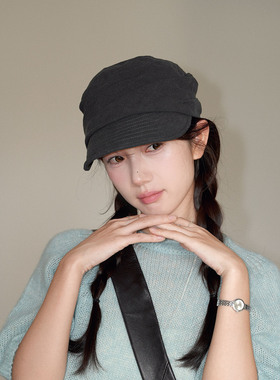 古早氛围感褶皱报童帽女马术帽子