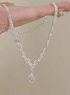 公主宴会•轻奢温柔风白色水滴锆石项链小众气质高级感百搭锁骨链