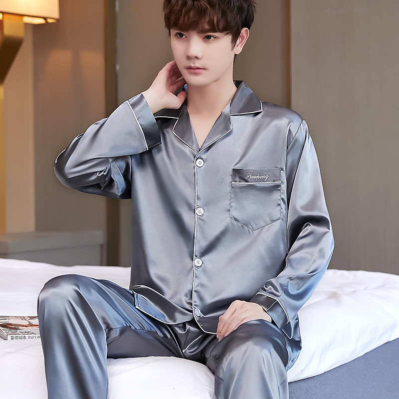 2021年新款长袖冰丝男士夏睡衣 cdmp睡衣/家居服套装