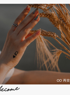 再变草本纹身贴黑桃KQ扑克手指