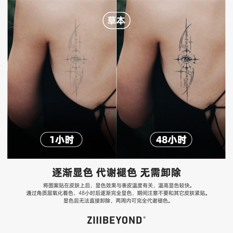 再变 神视眼草本纹身贴防水防汗高级神秘感星芒果汁贴纸保持久 - 图2