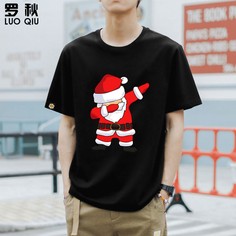 圣诞节圣诞老人姜饼人雪花t恤衫 罗秋T恤