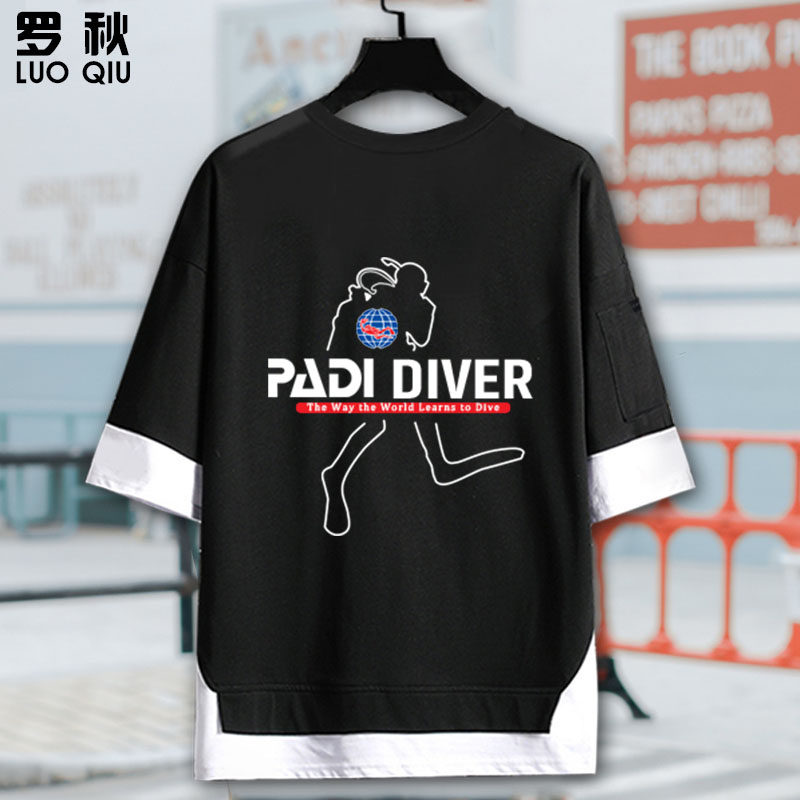 PADI潜水教练协会可定制教练服假两件短袖T恤衫男士中袖5五分袖夏